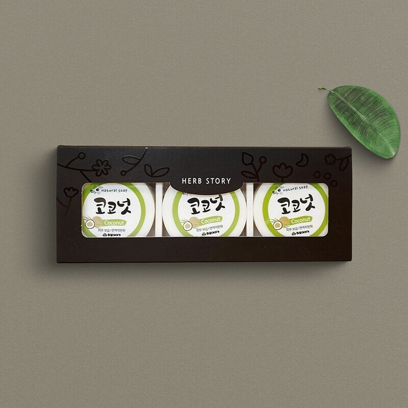강원더몰,수제 코코넛 비누 기프트 세트 3개입